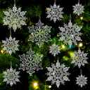 Christmas Tree Decorations Snowflake Ornaments 36Pcs Clear Plastic Hanging Snowflakes from Ceiling Snow Flakes Decorating Hanging for Winter Wonderland Decorations Indoor Outdoor Decor