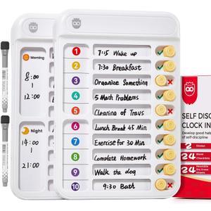 Chore Chart for Kids Visual Schedule for Kids to Do List Checklist Chore Board ADHD Tools Magnetic Chore Chart with Sliders and Magnetic Marker for Fridge 2PCS White Chore Chart for Kids Multiple Kids