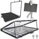 Ultra-thin 31.4 x 23.6in Portable Aluminum Card Display Case with Felt Tote Bag, High-transparency Acrylic, 3 Anti Theft Locks, Sports Trading Card Show Case for Collectible Cards Jewelry Jersey-Black