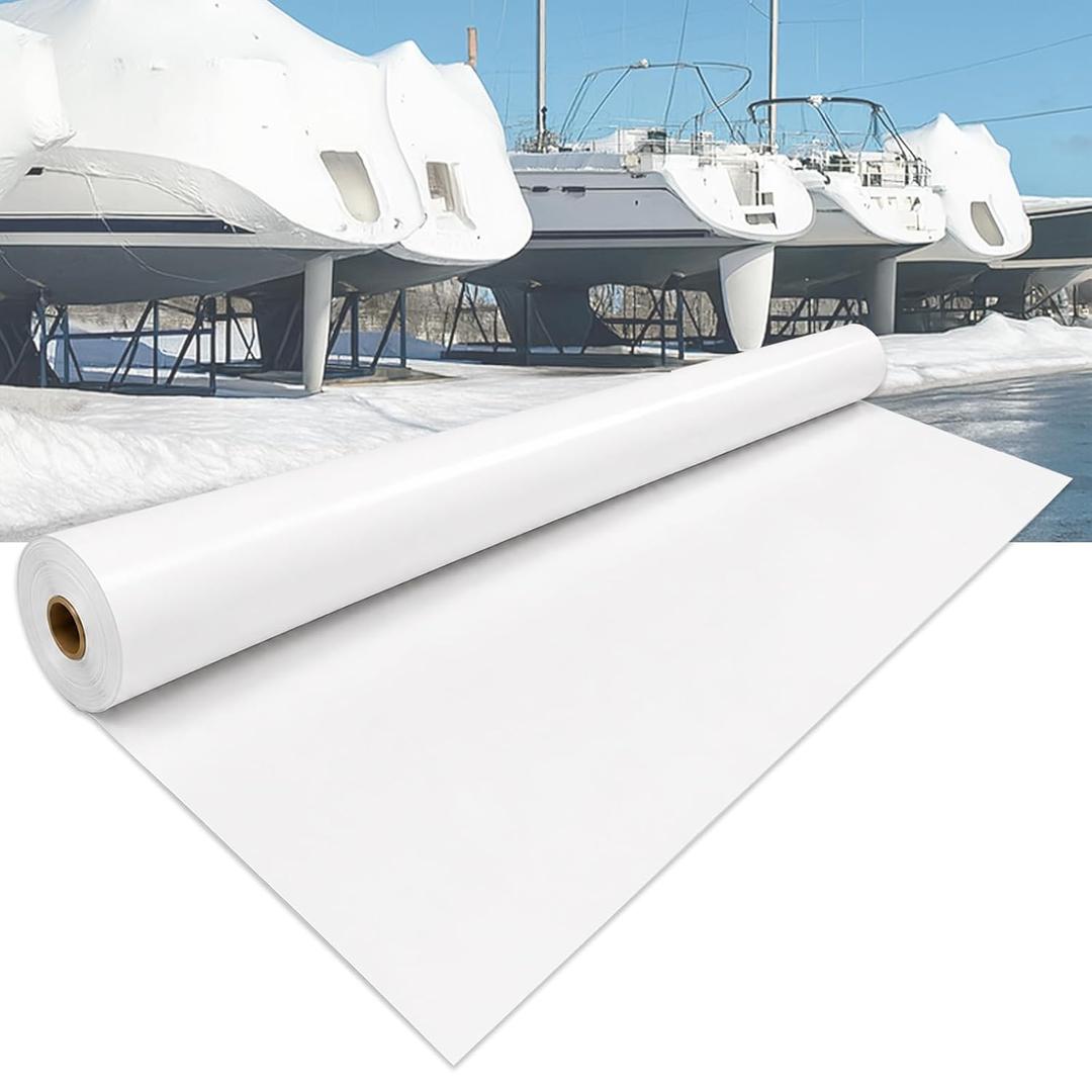 Shrink Wrap for Boats 20' x 52', 8 Mil Polyethylene Plastic Boat Shrink Wrap for Boat Marine Protection and Storage, White Boat Shrink Film with UV Resistance