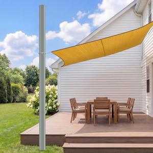 Shade Sail Poles, 12Ft Sun Shade Sail Poles with Spiral Drill Bit, 2.36" Diameter Heavy Duty Shade Sail Post with D-Clamp for Garden Yard Backyard, 1 Pack, Gray