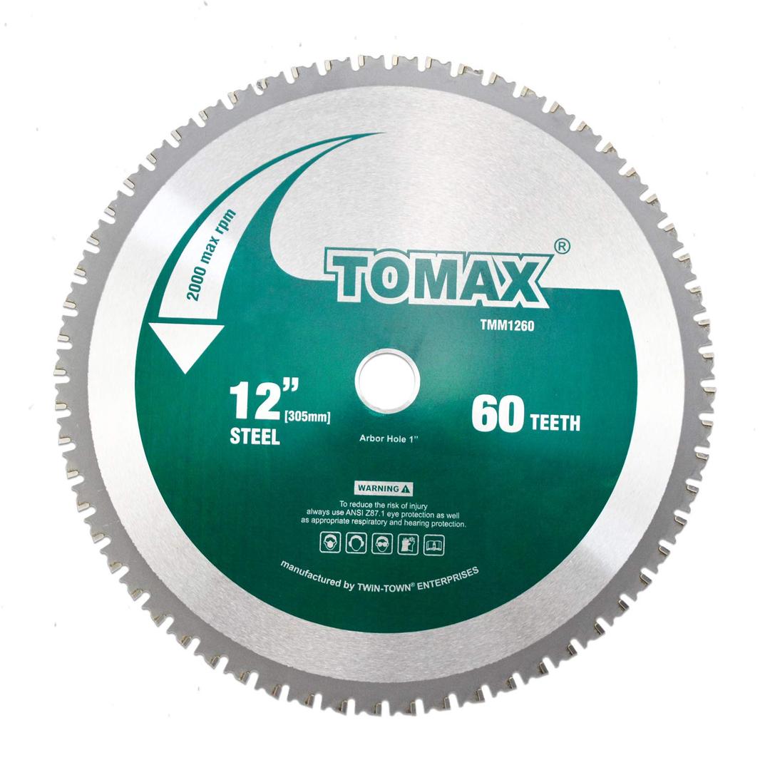 TOMAX 12 Inch 60 Tooth Industrial Level Steel and Ferrous Metal Saw Blade with 1 Inch Arbor