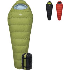 Teton LEEF Lightweight Mummy Sleeping Bag Perfect for Camping, Hiking, and Backpacking; Cold Weather Option, Compression Sack Included (0F Regular, Moss/Sky)