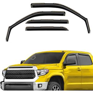 Extra Durable Window Deflectors in-Channel Window Visors Rain Guards Fit for Toyota Tundra 2007-2021 CrewMax, Sun Visors, Wind Vent for Shades, Exterior Car Accessories - 4pcs. AG0129