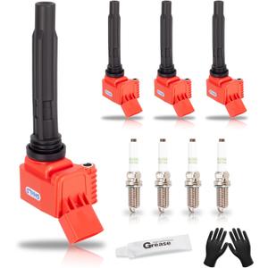 Set of 4 Upgraded Ignition Coil Pack and spark plugs Fits for VW Volkswagen Passat Jetta, for Tiguan Beetle GTI Golf Audi S3 A3 A4 Q3 2013 2014 2015 2016 2017 2018 2019 1.8L Replaces UF765 UF716