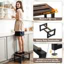 Step Stool, NomNest Height-Adjustable Wooden Step Ladder Metal Foot Stool Small Kitchen Stool Helper for Toddler Adults, Ladder Chair for Home Bedside Bathroom Sink Potty