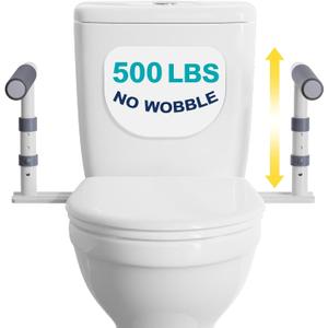 Toilet Safety Rails for Seniors, Height Adjustable Toilet Safety Frame Grab Bars, 500lb Toilet Support Rails Easy Installation & No Wobble, Toilet Assistance Handles for Elderly and Disabled