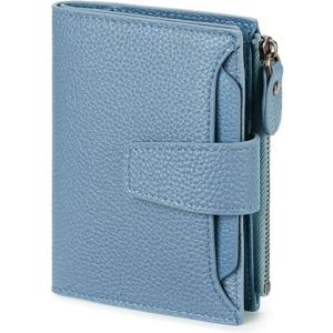 FALAN MULE Small Wallet for Women Leather Bifold Compact RFID Blocking Small Womens Wallet Purse (Aa-Blue)