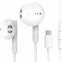 USB C Headphones for iPhone 16 15 Pro Max Plus iPad Pro USB C Earphones with Microphone Volume Control USB C Wired Earbuds USB Type C Earphone for Google Pixel 8 7 6A 5 Samsung S24 S23 S22 S21 S20 A55 (White)