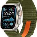 Soft Nylon Loop Elastic Band Compatible with Apple Watch Ultra 2 / 49mm 46mm 45mm 44mm 42mm(Series 3 2 1) for Women Men, Adjustable Sport Strap for iWatch Series 10 9 8 7 6 5 4 3 2 1.(Green)