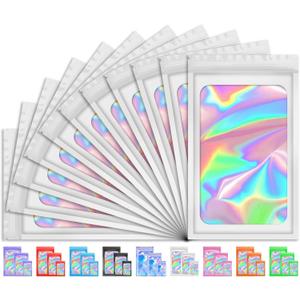 200 PCS Mylar Bags, Packaging Bag, Holographic Bag, Smell Proof Bag for Small Business Candy Jewelry Bracelet Party Favor Food Storage Sample Supplies, Foil Resealable Bags (2.43.9 Inch, White)