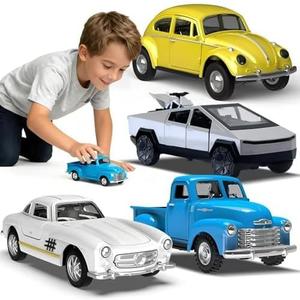 Little Blue Truck Toys for Kids Ages 2 3 4 5 6 7 8 Year Old Boys Girls, 1:32 Alloy Kids Car Toys, with Pull Back Model Cars diecast Cars Toddlers Race playsets Birthday Set