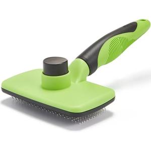 Dipoo Self Cleaning Slicker Brush - Skin Friendly Deshedding Grooming Tool for Dogs & Cats, Suitable for Shedding & Haired Pets, with Pet Supplies Accessories, Green