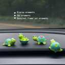 4Pcs Mini Turtles Figurine Cute Tortoise Rear View Mirror Decorations Car Dashboard Decor Self-Adhesive Desktop Plant Pot Ornaments