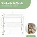 IVYHOME Pantry Organizer, Cabinet Storage Shelf Rack, Stackable Kitchen Cabinet, Foldable Countertop Shelf Organizer, 2 Pack