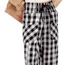 Acelitt Women Casual Loose Drawstring Elastic Waist Checkered Pants with Pockets, S-XXL (L)
