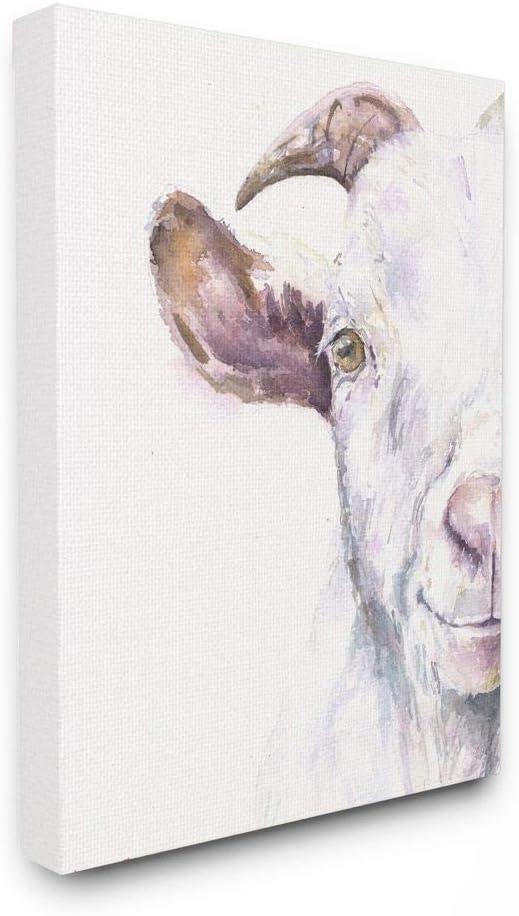 Stupell Industries Large Goat Head Animal Watercolor Painting Canvas Wall Art, 30 x 40, Multi-Color