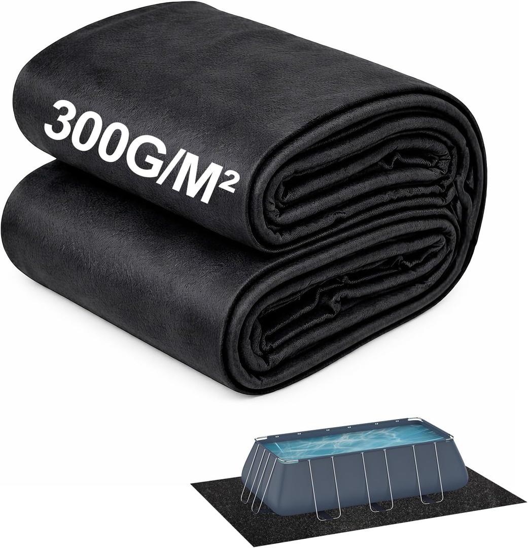 Pool Pads for Above Ground Pool, 12’x 20’ Seamless Comfort Underfoot | Rectangular Black Industrial-Grade Puncture-Resistant Synthetic Fiber Pool Mat,Black