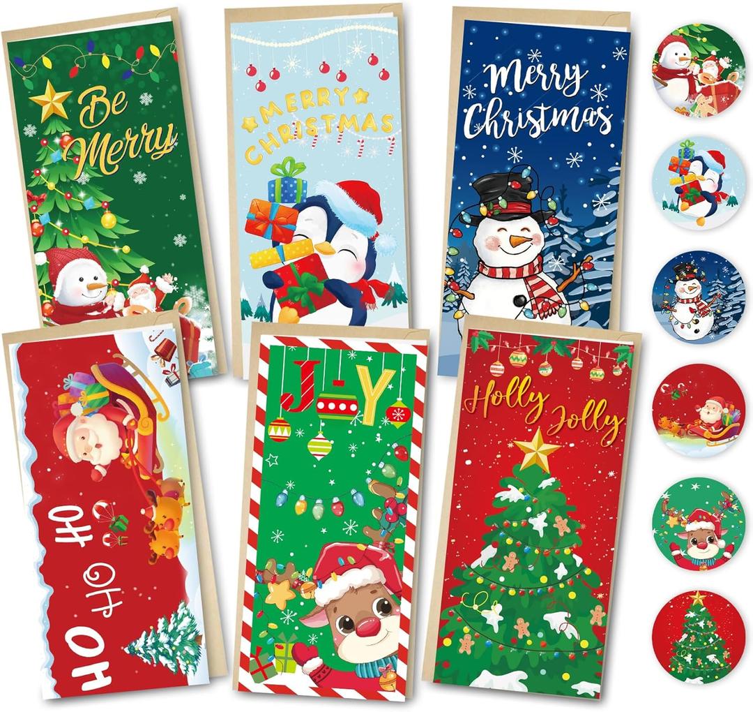 Christmas Money Holders for Cash Gift,24 Pack Christmas Money Cards with Envelopes,Cash Gift Card Holders in 6 Designs