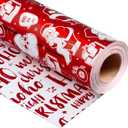 Yarcony Reversible Christmas Wrapping Paper Roll,Red Wrapping Paper, Metallic Foil Red Santa, HOHO Pattern Holiday Gift Wrap Paper for Christmas, Party, Celebration, New Year (17 Inch X 33 Feet)
