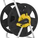 Water Hose Reel Cart, Holds 60-80 Ft of 5/8 Inch Hose, Yellow Wall Mounted Garden Hose Cart, Portable Hose Reel for Convenient Storage and Watering