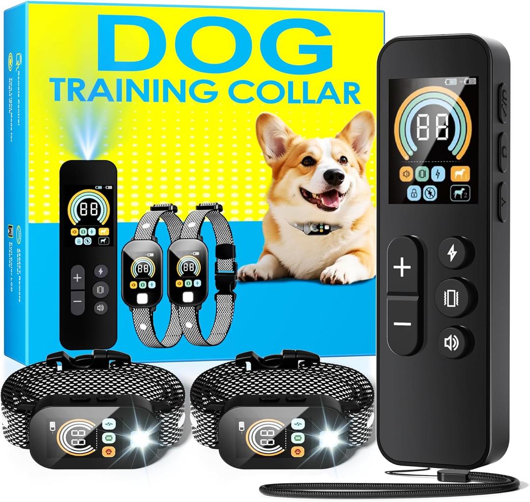 Dog Shock Collar for 2 Dogs (10-120Lbs), 4200FT Remote Training Collar with Light for Night Walks, 3 Training Modes, IP67 Waterproof Rechargeable E-Collar with Exclusive Shock Lock