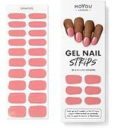 MOYOU LONDON Semi Cured Gel Nail Strips - 20 Pcs. Waterproof Gel Nail Wraps, Cures in Sunlight or UV/LED Lamp, Lasts Up to 2+ Weeks, Stretchable, Easy to Apply & Remove, Vegan & Cruelty-Free, Pink