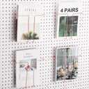 Beeveer 4 Pair Pegboard Display Shelves Expandable Width Metal Magazine Holder Hanging Wall File Organizer Pegboard Accessories Wall Decor for Pantry Exhibitions Trade Show Retail Store (Rose)