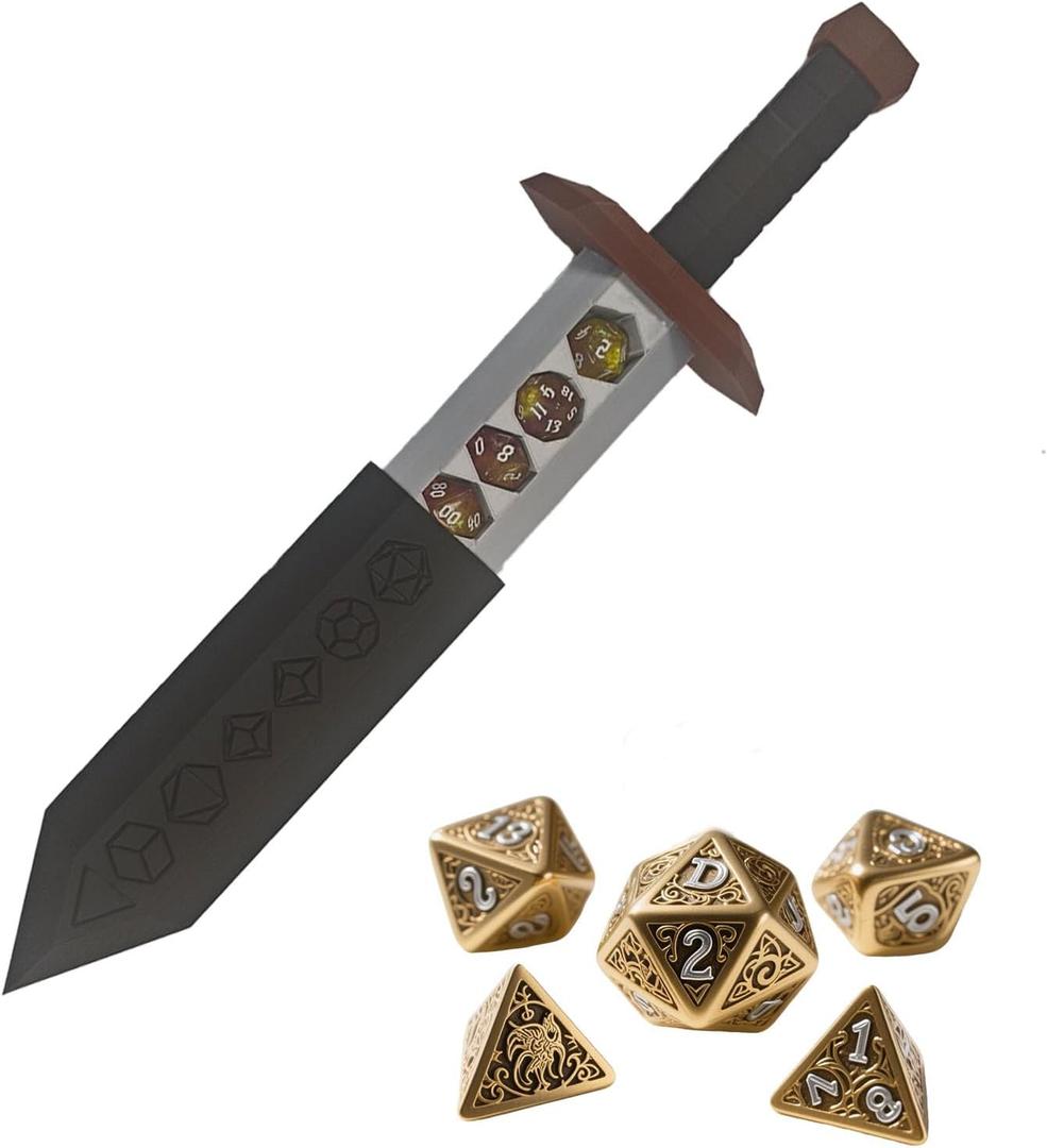 DND Dice Box, Sword Dagger Dice Holder for Gifts, Cool Polyhedral Role Playing Game Dice Box, Fantasy DND Tabletop RPG Accessories for Player (Sword)