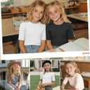 4 Pack Girls Soft Shirts | Short Sleeve, Ribbed, Slim Fit Tops, Crewneck, Cute, Casual, Basic Tee Shirts, Summer, Stretchy, Daily School Wear
