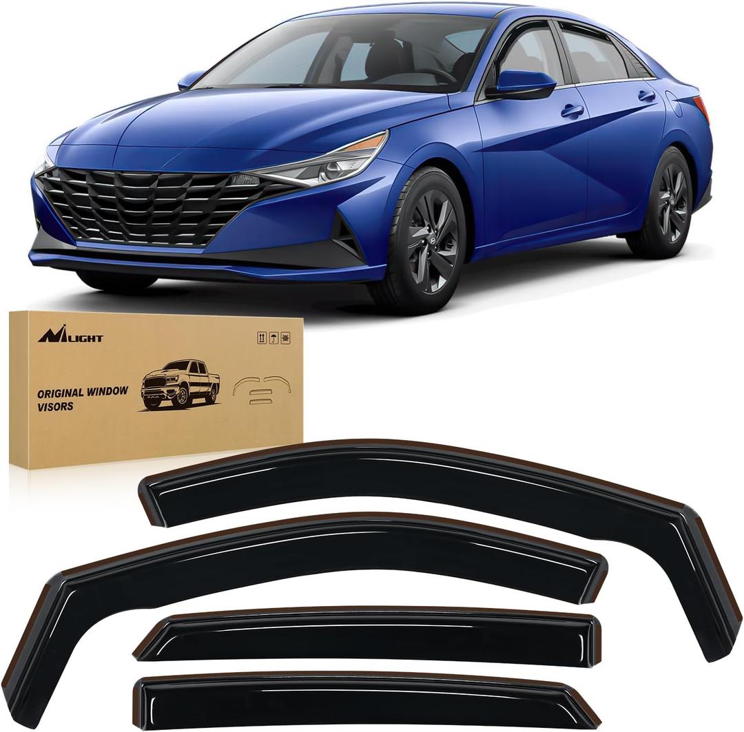 Nilight in-Channel Rain Guards for Hyundai Elantra 2021 2022 2023 2024 2025, Vent Window Visors, Original Window Deflectors-4PCS
