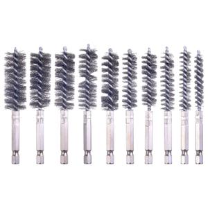 10 Pcs Bore Brush for Drill, Drill Wire Bore Brush, Stainless Steel Bore Brush Set witn 1/4 Inch HexShank, Drill Wire Brush for Power Drill Impact Driver