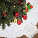 72 Inch Christmas Tree Skirt, Faux Fur Extra Large White Tree Skirt for 6 to 15 ft Xmas Tree, Plush Soft Thickened Mat with Silver Sequin Snowflake for Xmas Tree Decor Reusable Christmas Decorations