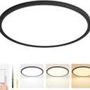 20 Inch LED Flush Mount Ceiling Light Fixture,Dimmable Ultra Thin Round Ceiling Light,40W 4000 Lumens,3 Color Temperatures 3000K 4000K 6000K,Black,for Kitchen Dining Room Bedroom Office