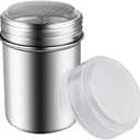1Pcs Stainless Steel Powder Sugar Shaker Duster with Lid, Fine Mesh Shaker Powder Cans for baking soda Cocoa Cornstarch Coffee Flour ect