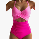 Eomenie Women's One Piece Swimsuits Tummy Control Cutout High Waisted Bathing Suit Wrap Tie Back 1 Piece Swimsuit M
