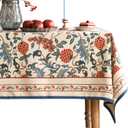 patdrea Designer Vintage Linen Extra Long Tablecloth for Rectangle Table,French Soft Floral Tablecloths,Colorful Table Cover for Kitchen Dining,Parties,Christmas,Thanksgiving,Party,67"x118"-Puno