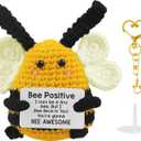 IncreDecor Positive Crochet Animals Bee Decor Easter Basket Essentials Cute Stuff Mothers Day Gifts for Mom Grandma Best Friends Teacher Coworker