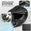 Motocross Helmet,Adult &Youth Trend Full Face,ATV Motorcycle,Dirt Bike Downhill Off-Road Mountain Bike Helmet,DOT Certified,4-Piece Set (Black, Small)