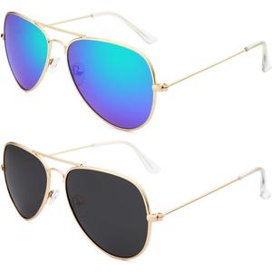 livho Sunglasses for Men Women Aviator Polarized Metal Mirror UV 400 Lens Protection (Gold Purple & Gold Black)