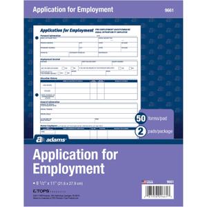 Adams Bilingual Employee Application, 8.5 x 11 Inches, White, 2-Pack (9661ES)