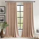 StangH Velvet Drapes for Bedroom Nursery Girls Blush Beige Light Reducing Thermal Insulated Sliding Door Panels for Patio Porch Living Dining Room, W62 x L84, 2 Panels