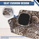 Stretch Couch Covers for 3 Cushion Couch,4-Piece Floral Sofa Covers Couch Slipcovers with Elastic Bottom,Furniture Protector for Living Room with Kids and Pets(Sofa Covers) (A-round Flower+brown Texture)