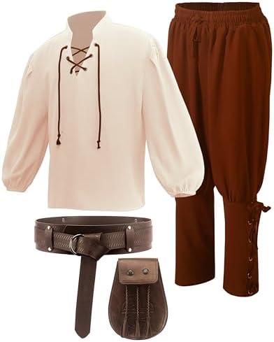 Kids Medieval Costume Boys Renaissance Cosplay Viking Belt Pouch Accessories for Halloween M