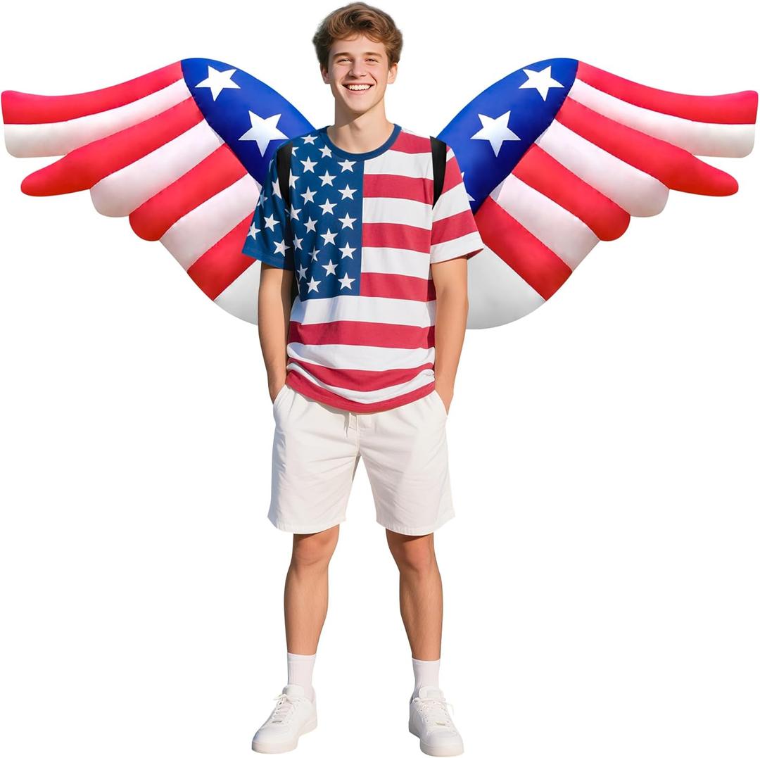 Independence Day Inflatable Wings Cosutme Adult Size Blow-up Costume for 4th of July Parade/Party/Halloween Cosplay (American Wing)