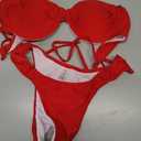 SweatyRocks Women's Two Piece Swimsuit Ruched High Cut Mid Rise Bikini Sets Swimwear (Red, M)