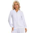Scrub Jackets for Woman, Zip Front Nurse Jacket, 4-Way Stretch Fabric with Four Pockets Large