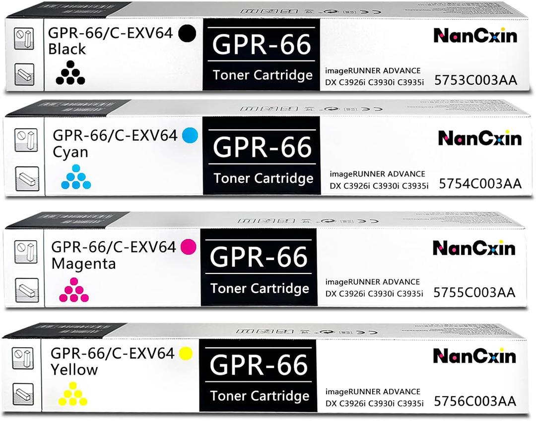 GPR-66 GPR66 Toner Cartridge High Yield Replacement for Canon GPR-66 Toner, Compatible for Canon C3935i imageRUNNER Advance DX C3926i DX C3930i Printers | imageRUNNER Printer Replacement for Canon GPR-66 Toner Cartridges, BK/Y/M/C, 114500 Pages