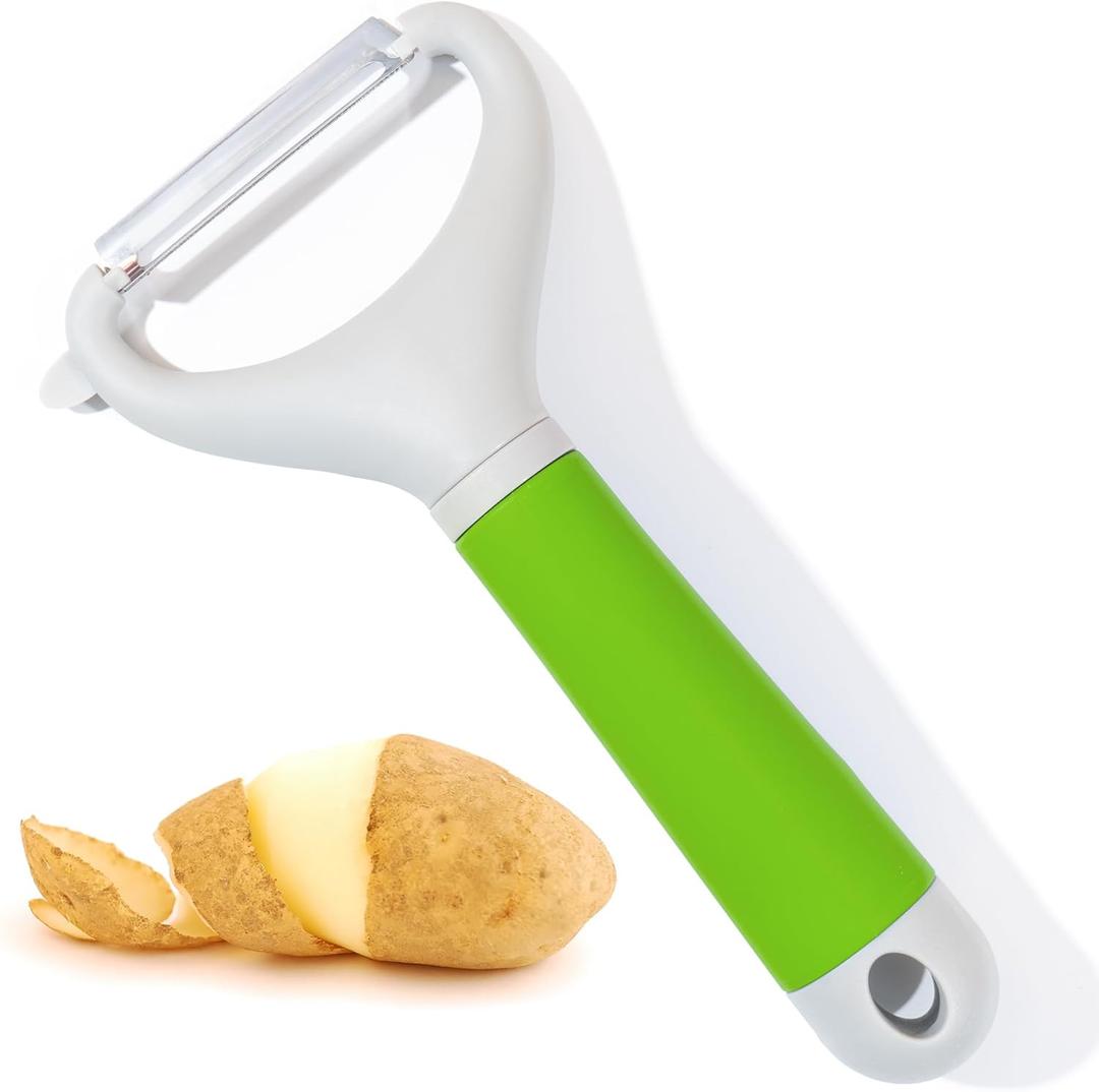 Li&Zhao Potato Peelers - Y-Shaped Potato Peelers with Non-Slip Silicone Handle, Vegetable Peelers for Kitchen, Doesnt Ruin Manicure Silky Effortless Peel Potatoes, Carrots, Apples, Veggies and More (Green)