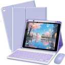 Bxomteng Keyboard Case for iPad 9th / 8th / 7th Gen 10.2 inch/Air 3rd / Pro 10.5 inch - 7 Colors Backlit Keyboard Cover and Mouse (Light Purple)